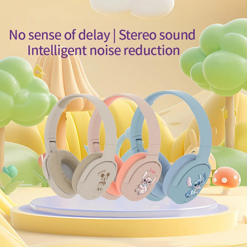 P2961 Headphones Disney Stitch Wireless Bluetooth Earbuds HiFi Stereo Over Ear Headset Gamer Music Sports Earphones TF/AUX