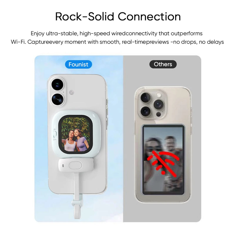 Founist Vlogmate Mini AMOLED Screen Magnetic Selfie Monitor Screen Remote Control 700nits For iPhone 5-12 13 14 15 16 Pro Vlog