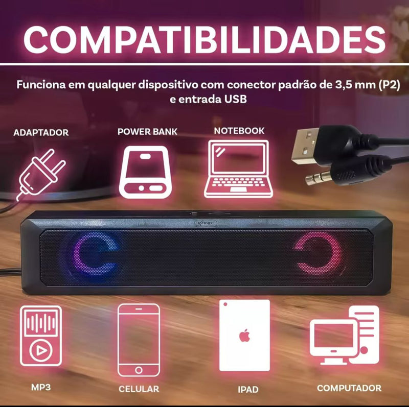 Caixa de Som Soundbar Gamer 6W